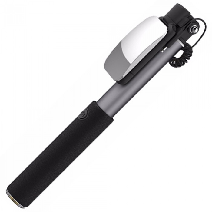 Gậy selfie Rock Stick With Lightning Wire Control & Mirror (Xám)
